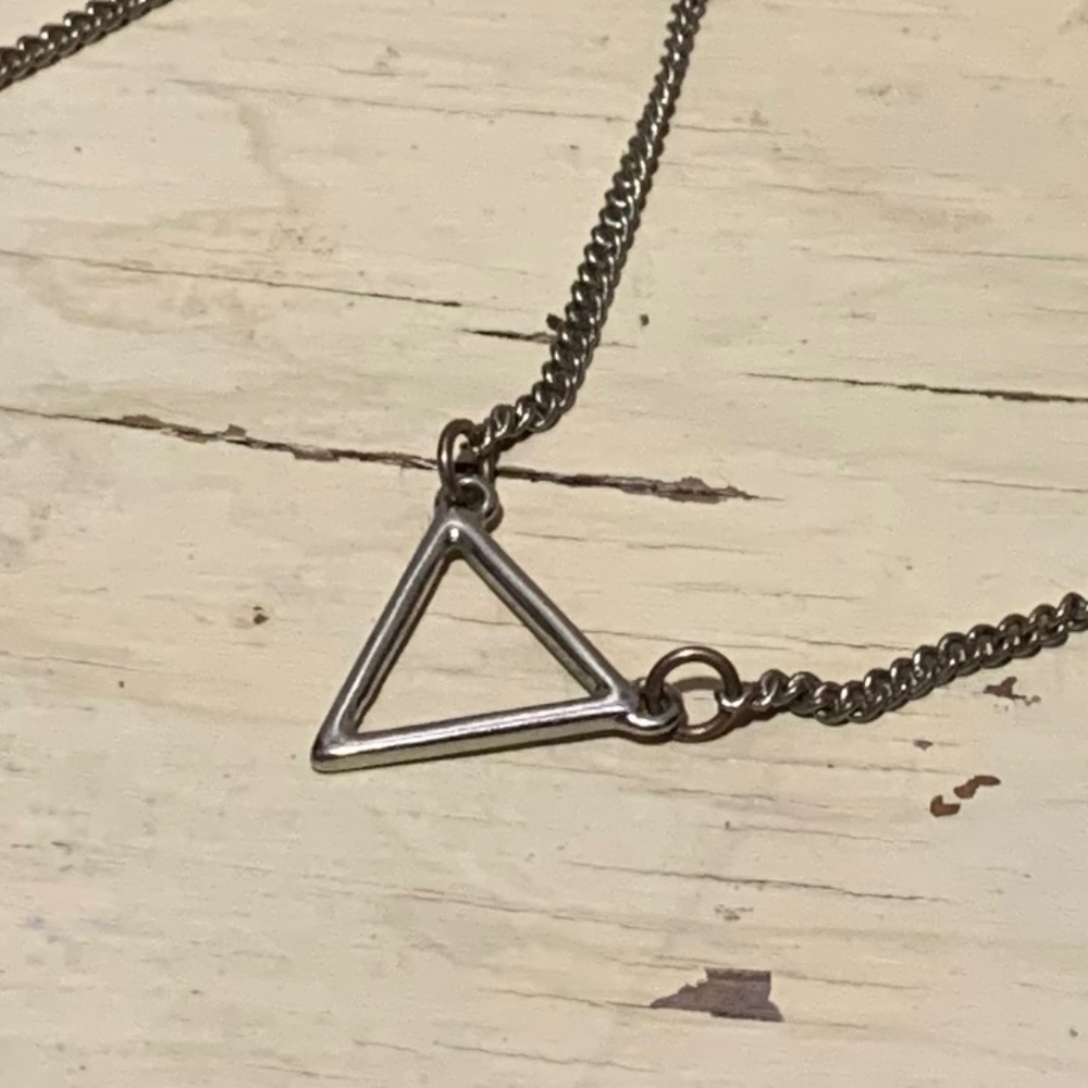 Long Double Strand Triangle Geometric Necklace Vi… - image 4